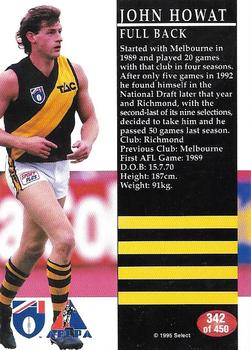 1995 Select AFL #342 John Howat Back